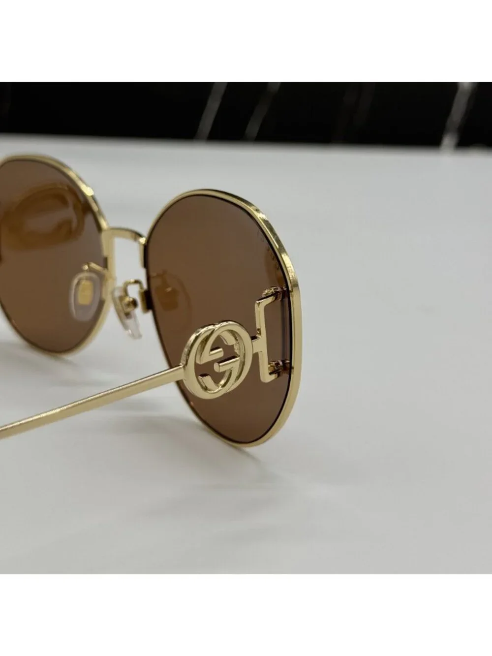New Gucci GG1206SA 003 Women Oversized Gold Brown Sunglasses